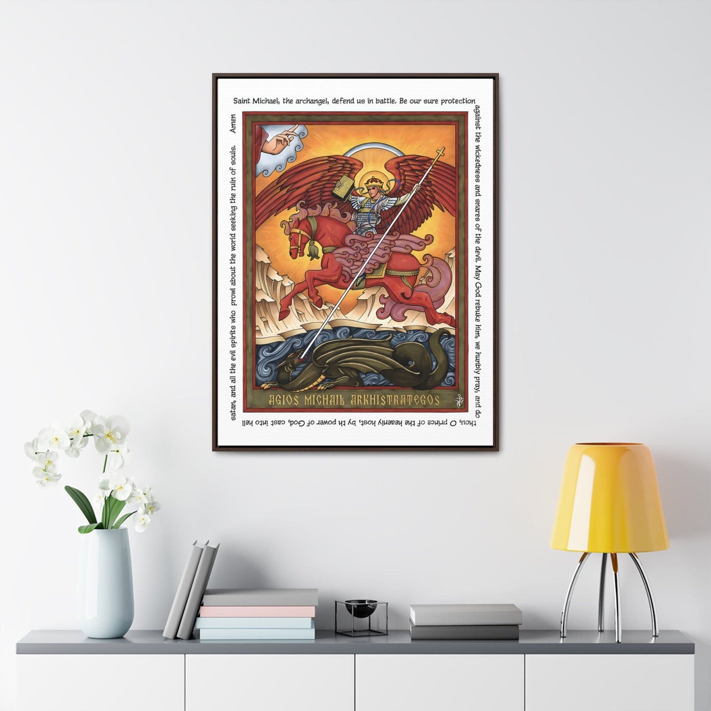 Saint Michael the Archangel Fighting the Dragon Premium Gallery Canvas Wall Print